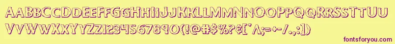 Bodyswipers3D-Schriftart – Violette Schriften auf gelbem Hintergrund