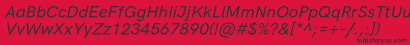 Fonte HkgroteskMediumlegacyitalic – fontes pretas em um fundo vermelho