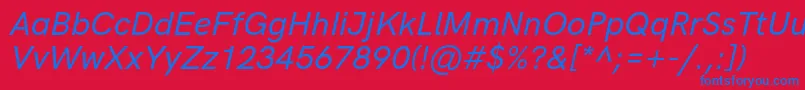 HkgroteskMediumlegacyitalic Font – Blue Fonts on Red Background