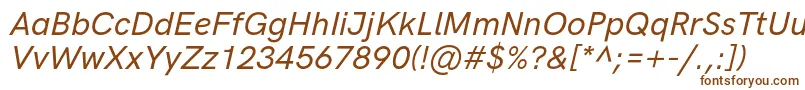 Fonte HkgroteskMediumlegacyitalic – fontes marrons em um fundo branco