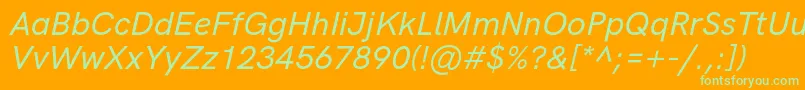 HkgroteskMediumlegacyitalic Font – Green Fonts on Orange Background