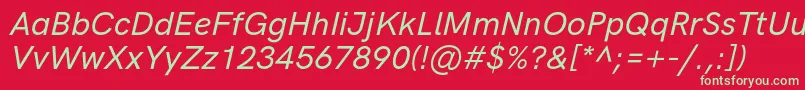 HkgroteskMediumlegacyitalic Font – Green Fonts on Red Background