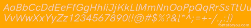 HkgroteskMediumlegacyitalic-Schriftart – Rosa Schriften auf orangefarbenem Hintergrund