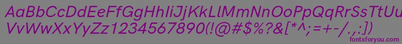 HkgroteskMediumlegacyitalic-Schriftart – Violette Schriften auf grauem Hintergrund