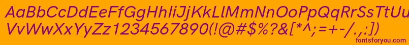 HkgroteskMediumlegacyitalic Font – Purple Fonts on Orange Background