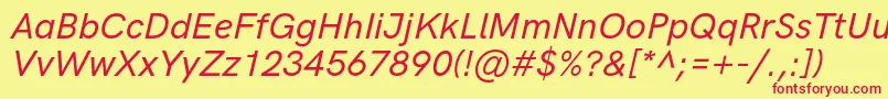 HkgroteskMediumlegacyitalic Font – Red Fonts on Yellow Background