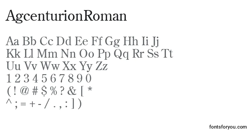 A fonte AgcenturionRoman – alfabeto, números, caracteres especiais