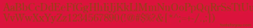 AgcenturionRoman-Schriftart – Braune Schriften auf rotem Hintergrund