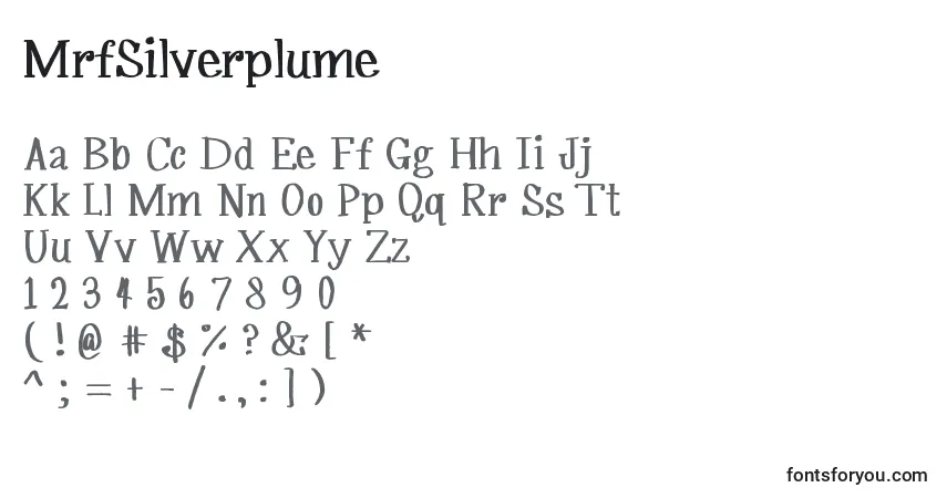 A fonte MrfSilverplume – alfabeto, números, caracteres especiais