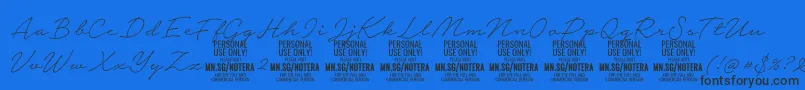 Notera2thinPersonal Font – Black Fonts on Blue Background