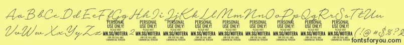 Notera2thinPersonal Font – Black Fonts on Yellow Background