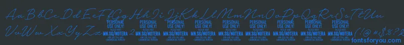 Notera2thinPersonal-fontti – siniset fontit mustalla taustalla