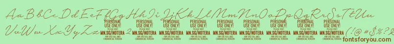 Notera2thinPersonal Font – Brown Fonts on Green Background