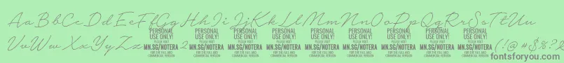 Notera2thinPersonal Font – Gray Fonts on Green Background