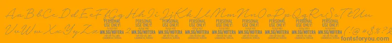 Notera2thinPersonal Font – Gray Fonts on Orange Background