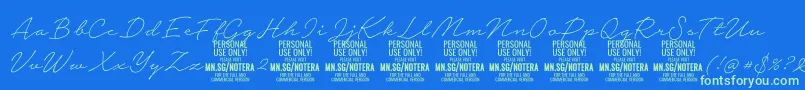 Notera2thinPersonal-Schriftart – Grüne Schriften auf blauem Hintergrund