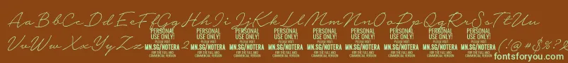 Notera2thinPersonal Font – Green Fonts on Brown Background