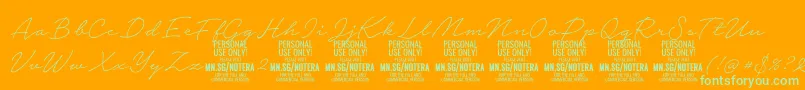 Notera2thinPersonal Font – Green Fonts on Orange Background