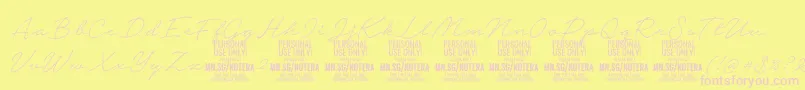 Notera2thinPersonal-Schriftart – Rosa Schriften auf gelbem Hintergrund