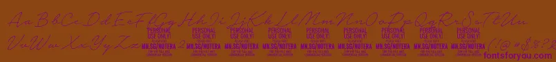 Notera2thinPersonal Font – Purple Fonts on Brown Background