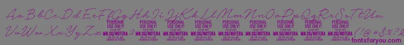 Notera2thinPersonal Font – Purple Fonts on Gray Background