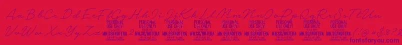 Notera2thinPersonal Font – Purple Fonts on Red Background