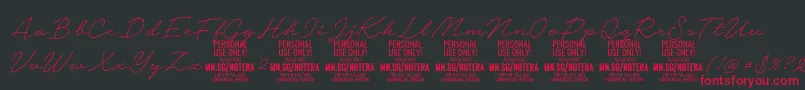 Notera2thinPersonal Font – Red Fonts on Black Background