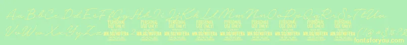 Notera2thinPersonal Font – Yellow Fonts on Green Background