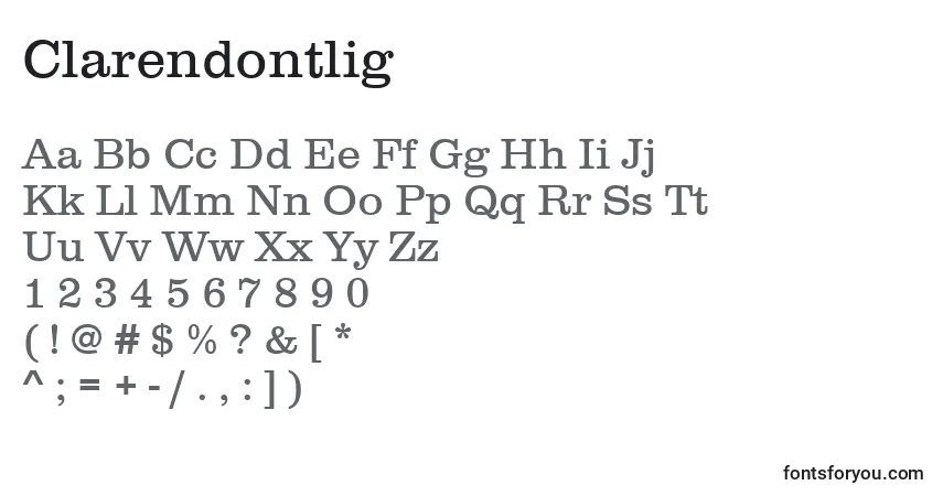 Шрифт Clarendontlig – алфавит, цифры, специальные символы
