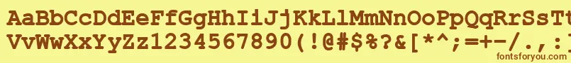 フォントErKurier866Bold – 茶色の文字が黄色の背景にあります。