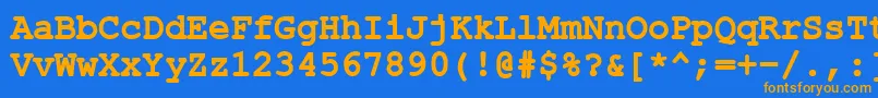 フォントErKurier866Bold – オレンジ色の文字が青い背景にあります。