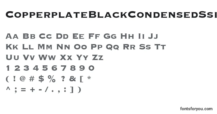 A fonte CopperplateBlackCondensedSsiBlackCondensed – alfabeto, números, caracteres especiais