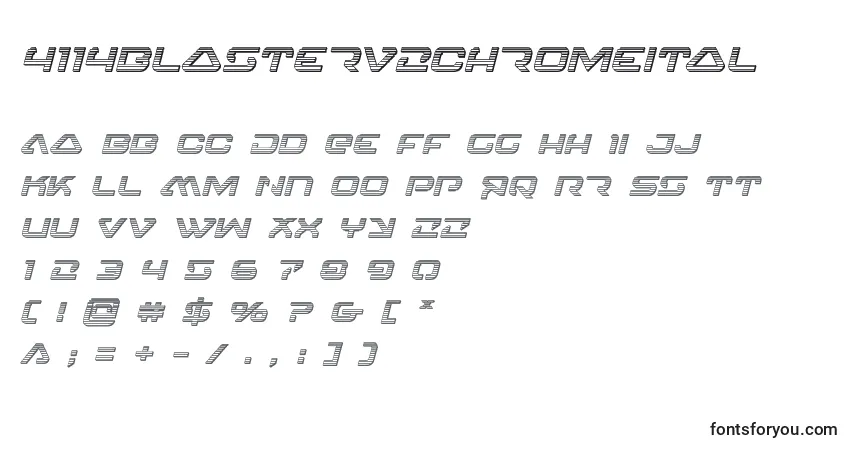 Schriftart 4114blasterv2chromeital – Alphabet, Zahlen, spezielle Symbole