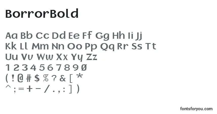 Schriftart BorrorBold – Alphabet, Zahlen, spezielle Symbole