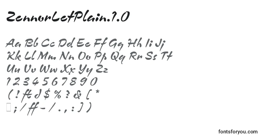 A fonte ZennorLetPlain.1.0 – alfabeto, números, caracteres especiais