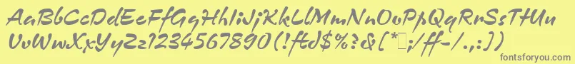 Fonte ZennorLetPlain.1.0 – fontes cinzas em um fundo amarelo