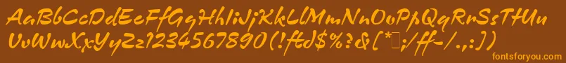 Lisätietoja ZennorLetPlain.1.0-fontista ZennorLetPlain.1.0-fontti – oranssit fontit ruskealla taustalla