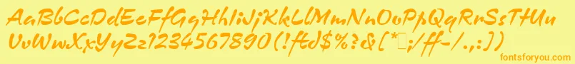 ZennorLetPlain.1.0-Schriftart – Orangefarbene Schriften auf gelbem Hintergrund
