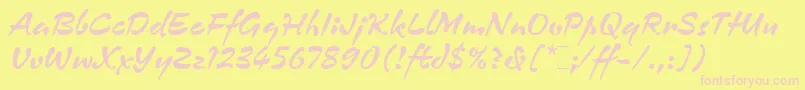 Saiba mais sobre a fonte ZennorLetPlain.1.0 Fonte ZennorLetPlain.1.0 – fontes rosa em um fundo amarelo