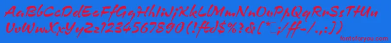 Fonte ZennorLetPlain.1.0 – fontes vermelhas em um fundo azul