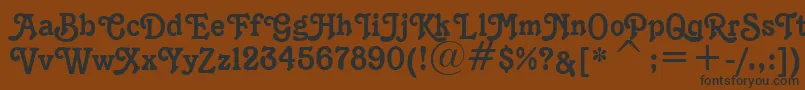 K1996J-fontti – mustat fontit ruskealla taustalla