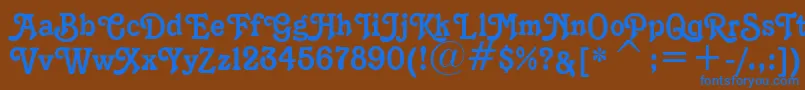 K1996J-Schriftart – Blaue Schriften auf braunem Hintergrund