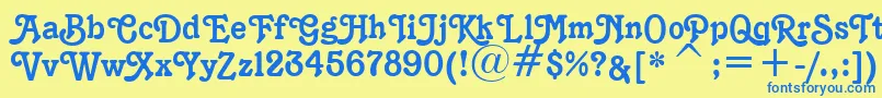 Шрифт K1996J – синие шрифты на жёлтом фоне