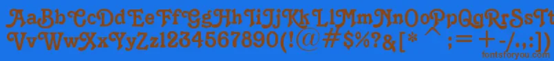 K1996J Font – Brown Fonts on Blue Background