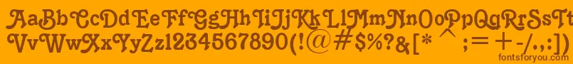 K1996J-Schriftart – Braune Schriften auf orangefarbenem Hintergrund