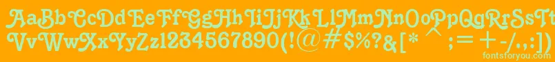 フォントK1996J – オレンジの背景に緑のフォント