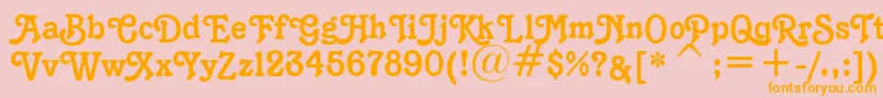 K1996J-fontti – oranssit fontit vaaleanpunaisella taustalla