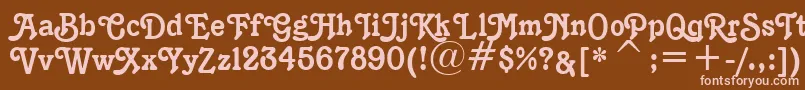 フォントK1996J – 茶色の背景にピンクのフォント