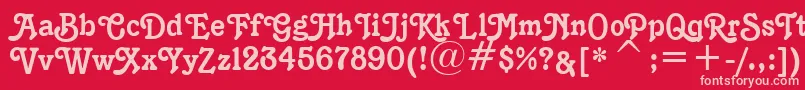 K1996J-fontti – vaaleanpunaiset fontit punaisella taustalla