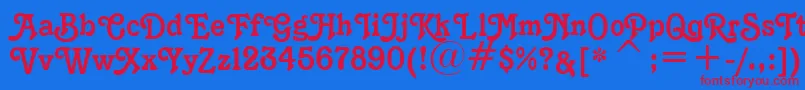 K1996J-fontti – punaiset fontit sinisellä taustalla